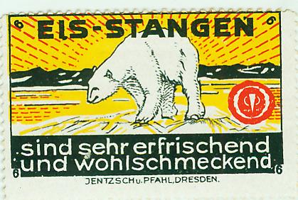 Reklamemarke Jentsch und Pfahl Eisstangen Dresden