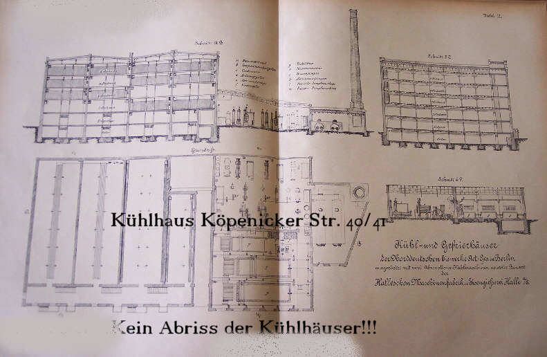 alte Bauzeichnung der historischen Kühlhäuser